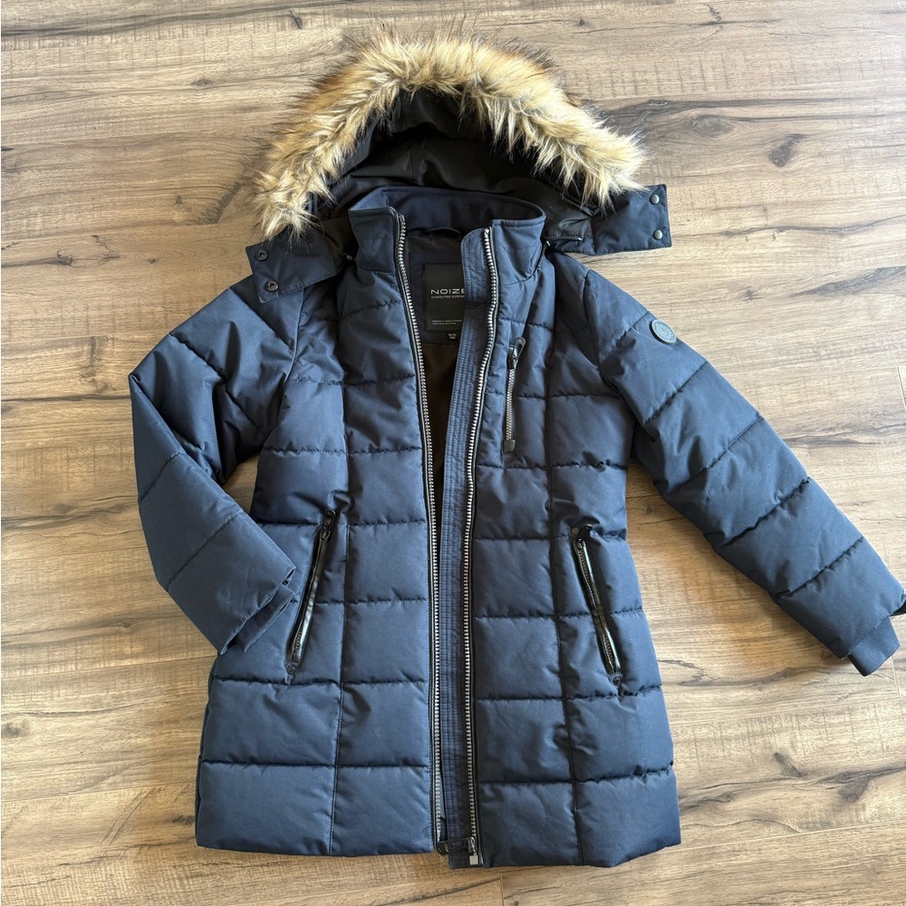 Girl' Navy NOIZE Puffer Jacket with Hood